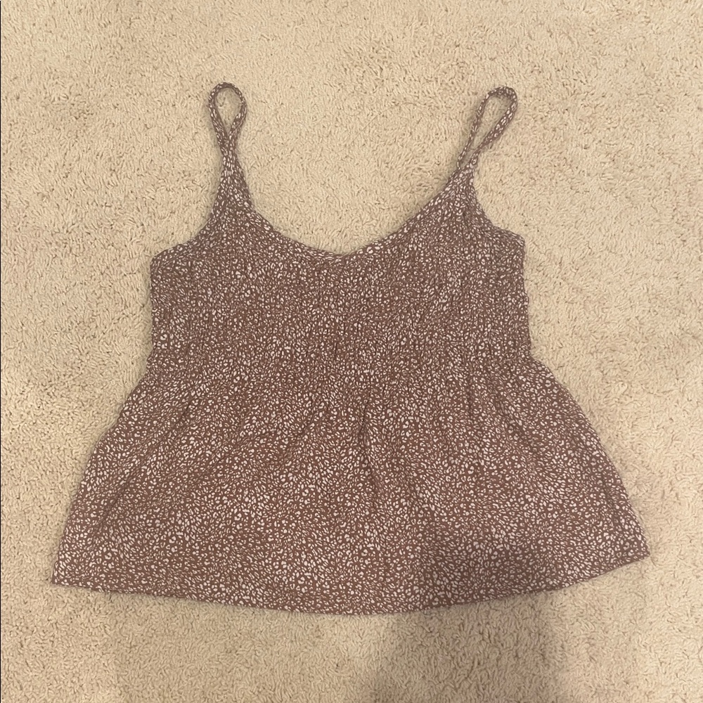 Brown Patterned Sleeveless Top